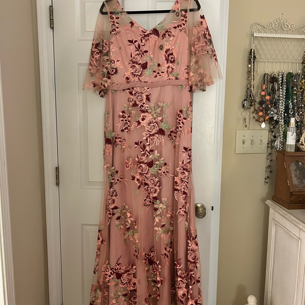 JJs House Blush Floral Embroidered Maxi Dress